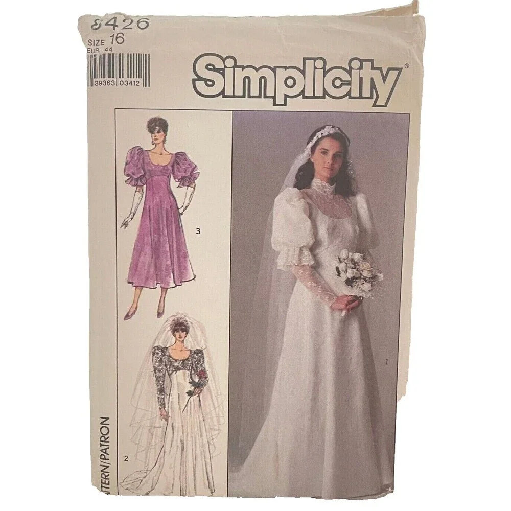 #8426 Simplicity Misses Brides, Bridesmaids Lined Dresses Sewing Pattern Size 16